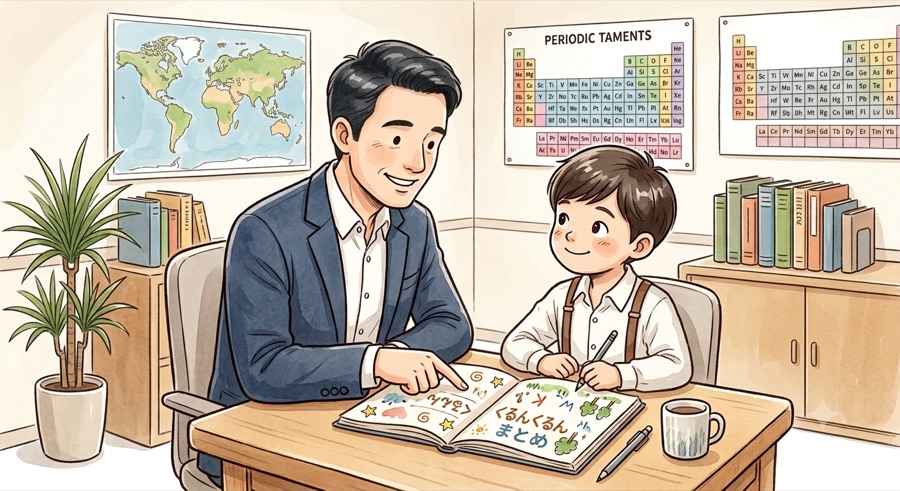 講師1人が生徒1人に指導している様子のイラスト